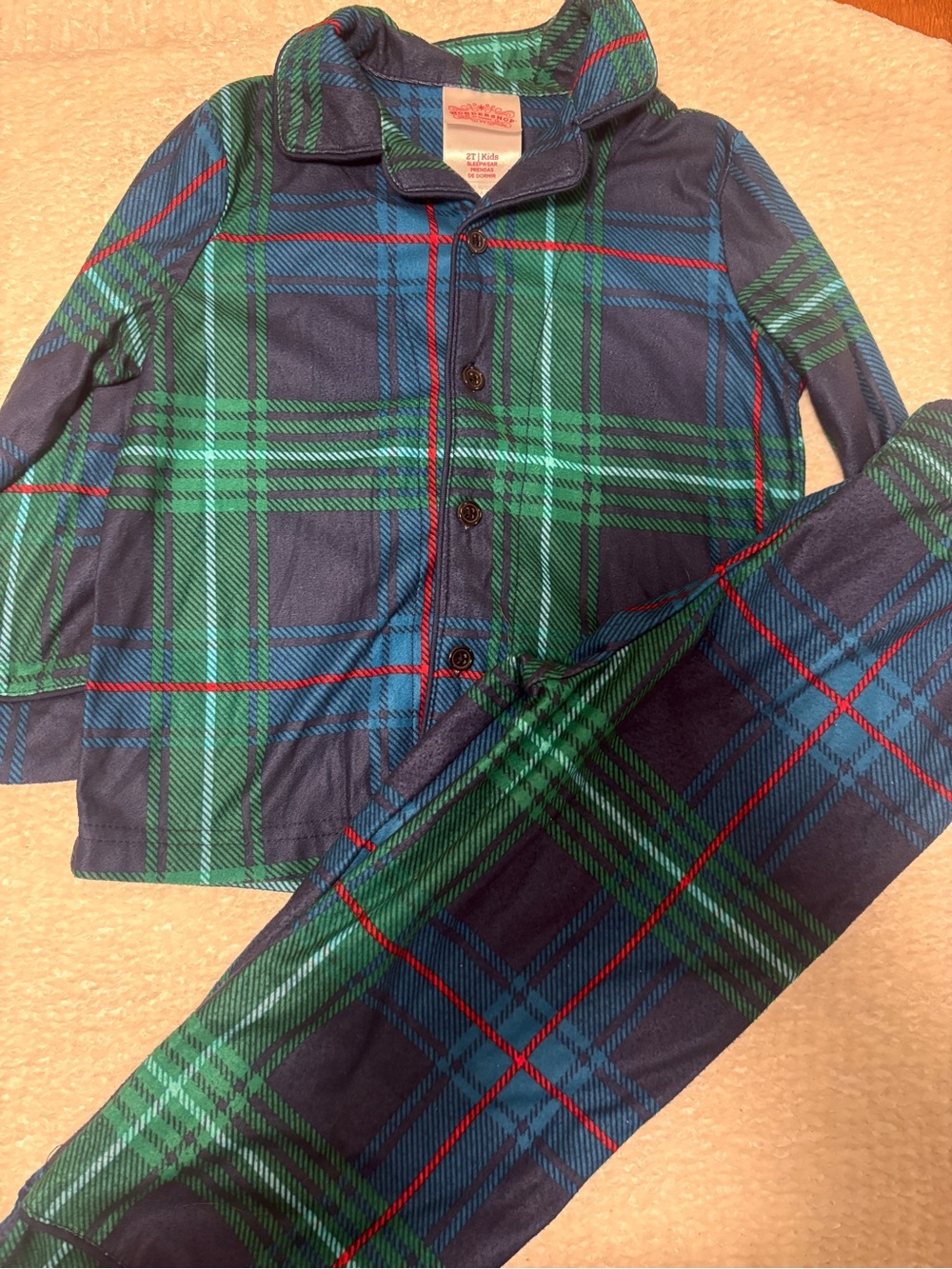 Wondershop Navy, Green & Red Plaid Kids Pajama Set